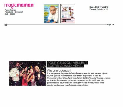 Family Sphere dans le magazine Magic Maman en décembre 2017
