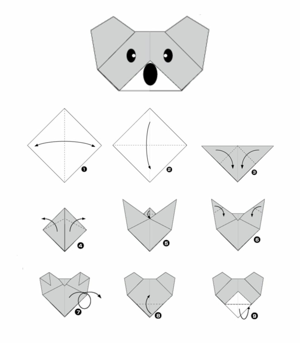 Atelier origami avec les enfants : la tête de Koala !