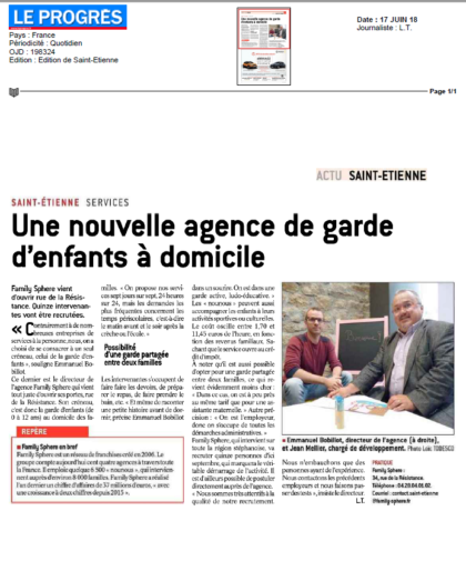 Journal le Progrès : Family Sphere ouvre une nouvelle agence à St Etienne