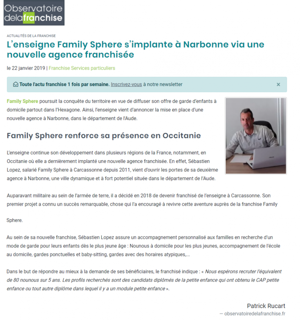 L'enseigne Family Sphere s'implante à Narbonne via une nouvelle agence franchisée