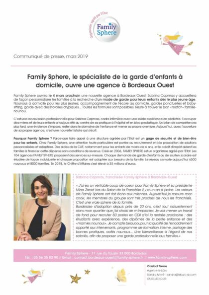 Family Sphere ouvre une nouvelle agence à Bordeaux Ouest